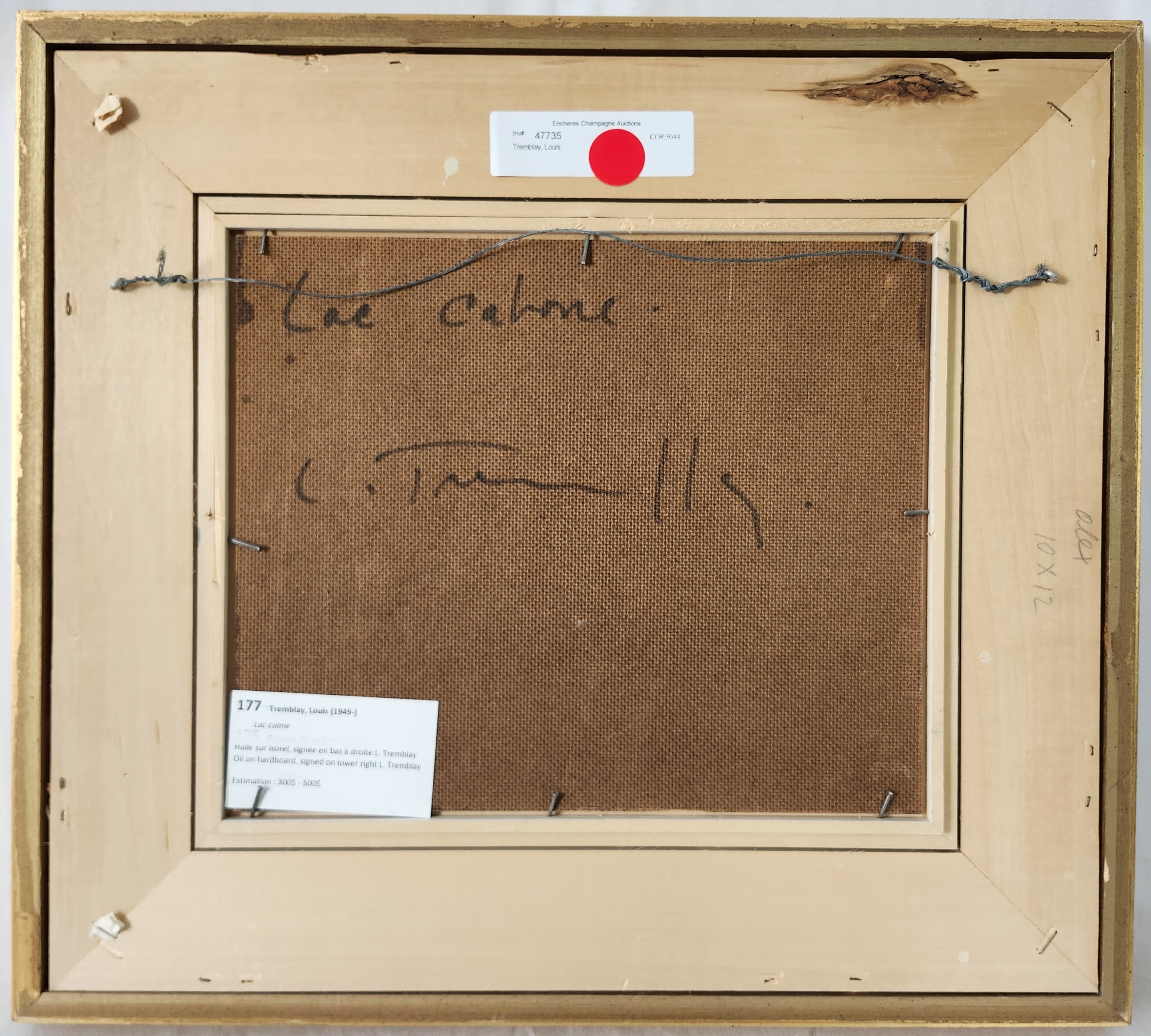 Artwork by Louis Tremblay, "Lac calme", Made of Oil on masonite