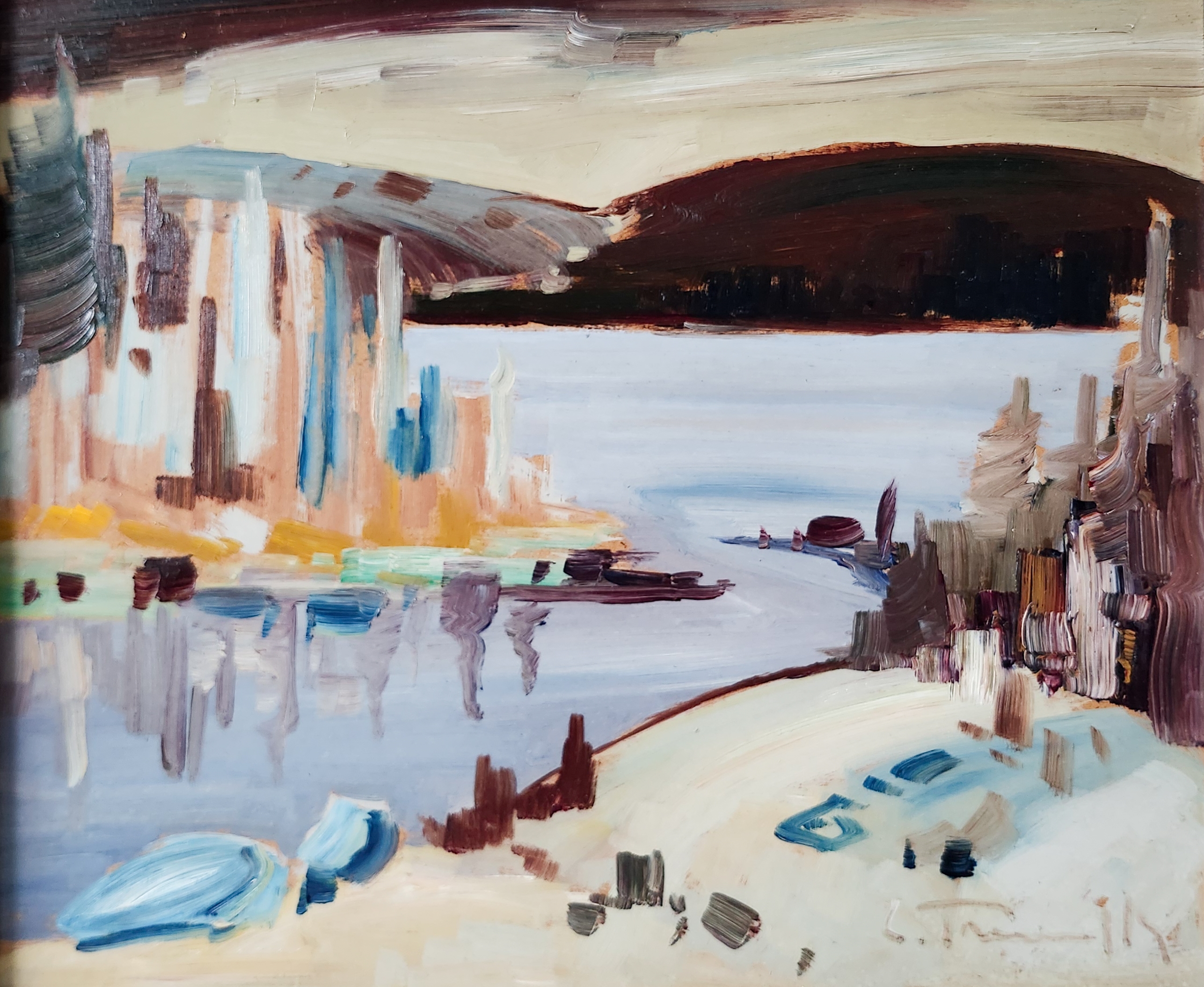 Artwork by Louis Tremblay, "Lac calme", Made of Oil on masonite
