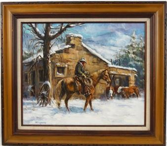 Art Garber oil on canvas - Cowboy on horse - Art Garber