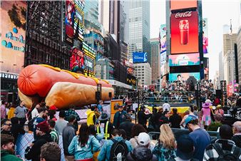They Put a 65-Foot Hot Dog in Times Square, and It's a Blast