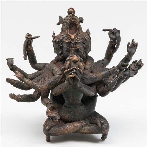 Large Nepalese Bronze Figure of a Tantric Couple by Nepalese School