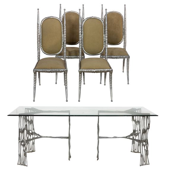 An Arthur Court dining table and four chairs by Arthur Court, circa 1970