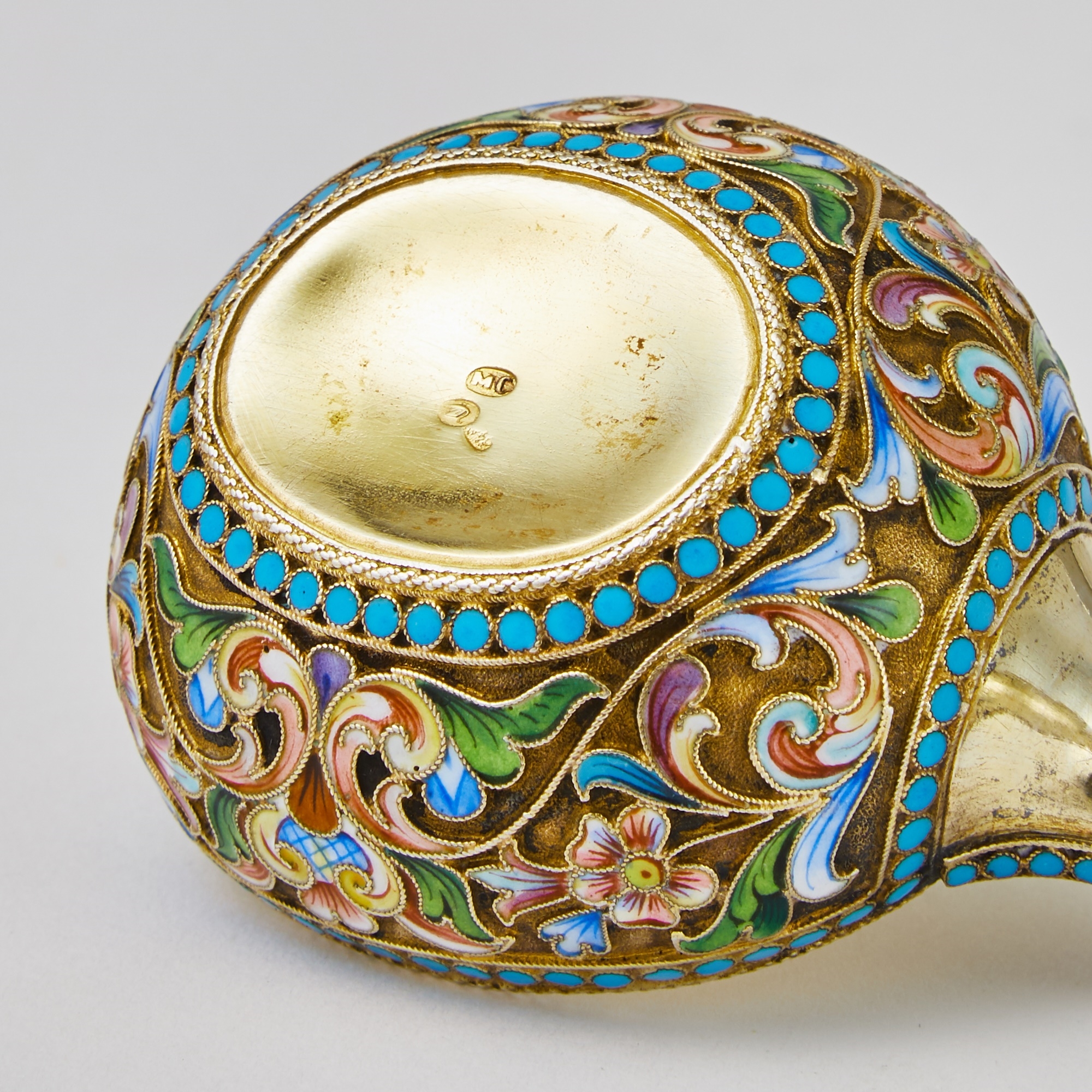 Artwork by Maria Semenova, Russian Silver-Gilt and Cloisonné Enamel Kovsh, Made of enameled