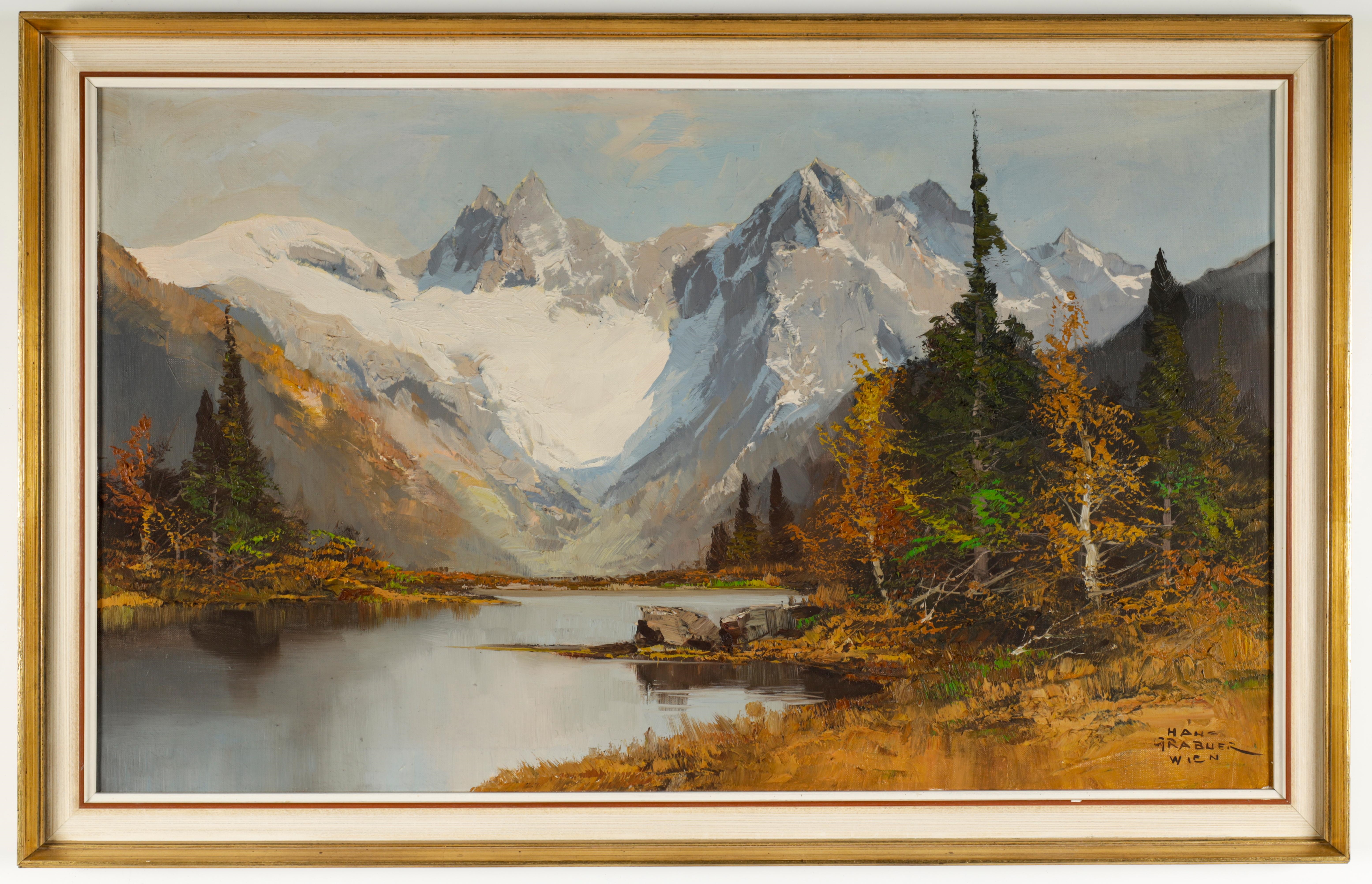 Artwork by Hans Grabner, Blick über den Gosausee auf den Dachstein, Made of oil on canvas