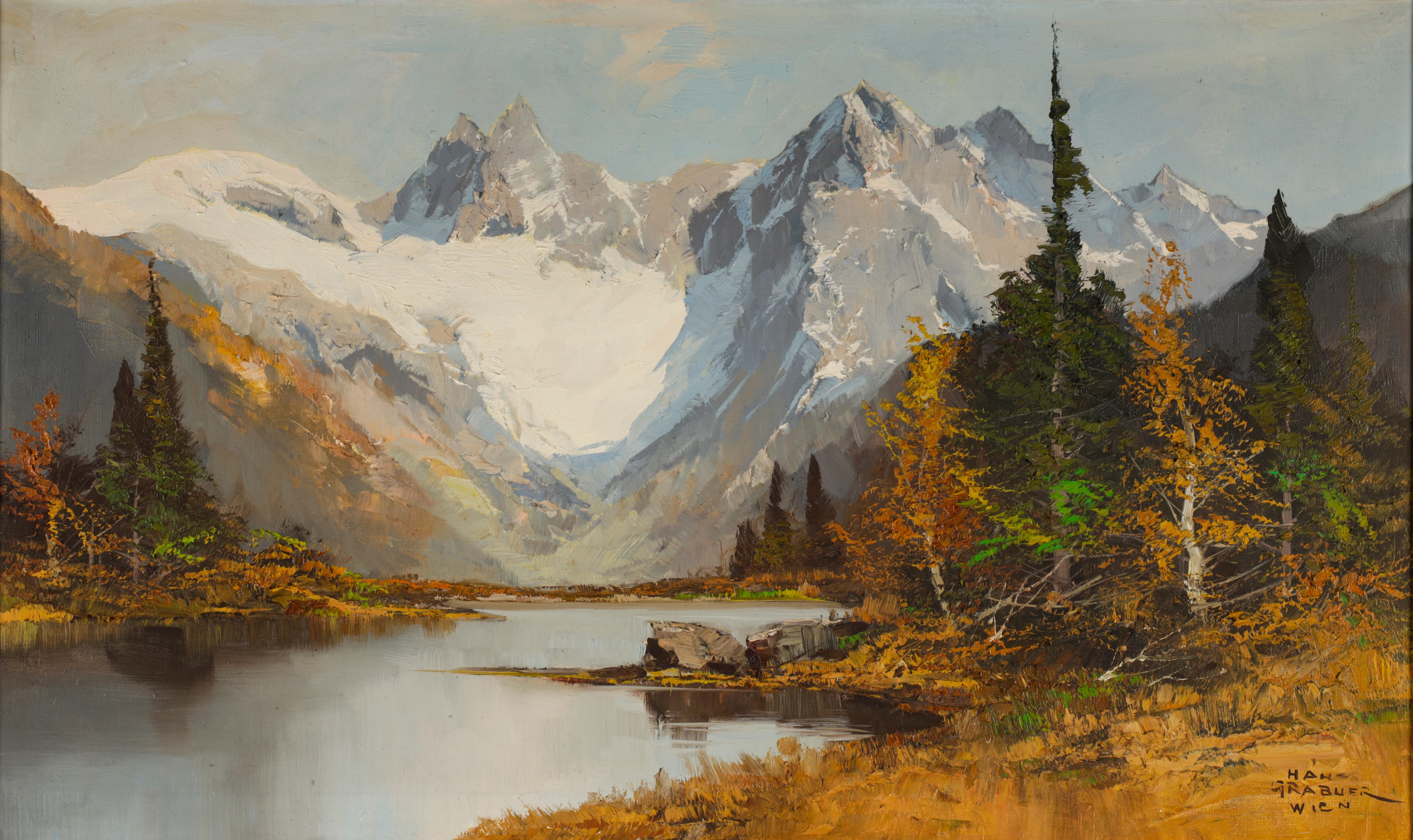 Artwork by Hans Grabner, Blick über den Gosausee auf den Dachstein, Made of oil on canvas