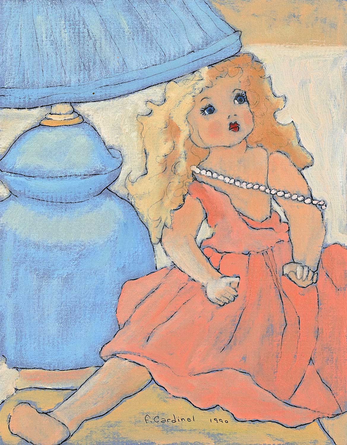 Artwork by Francoise Cardinal, Poupee en Porcelaine, Made of oil on paper board