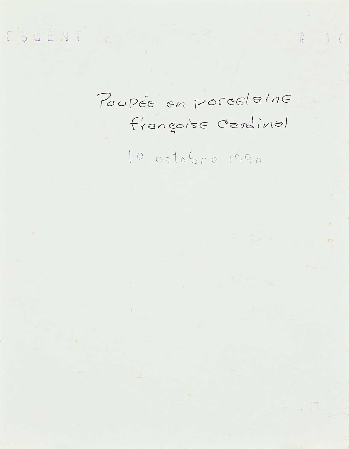 Artwork by Francoise Cardinal, Poupee en Porcelaine, Made of oil on paper board