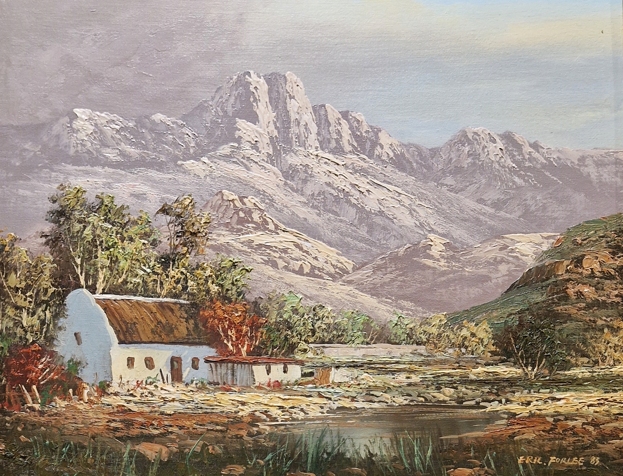 Eric Forlee | Mountain landscape with cottages | MutualArt