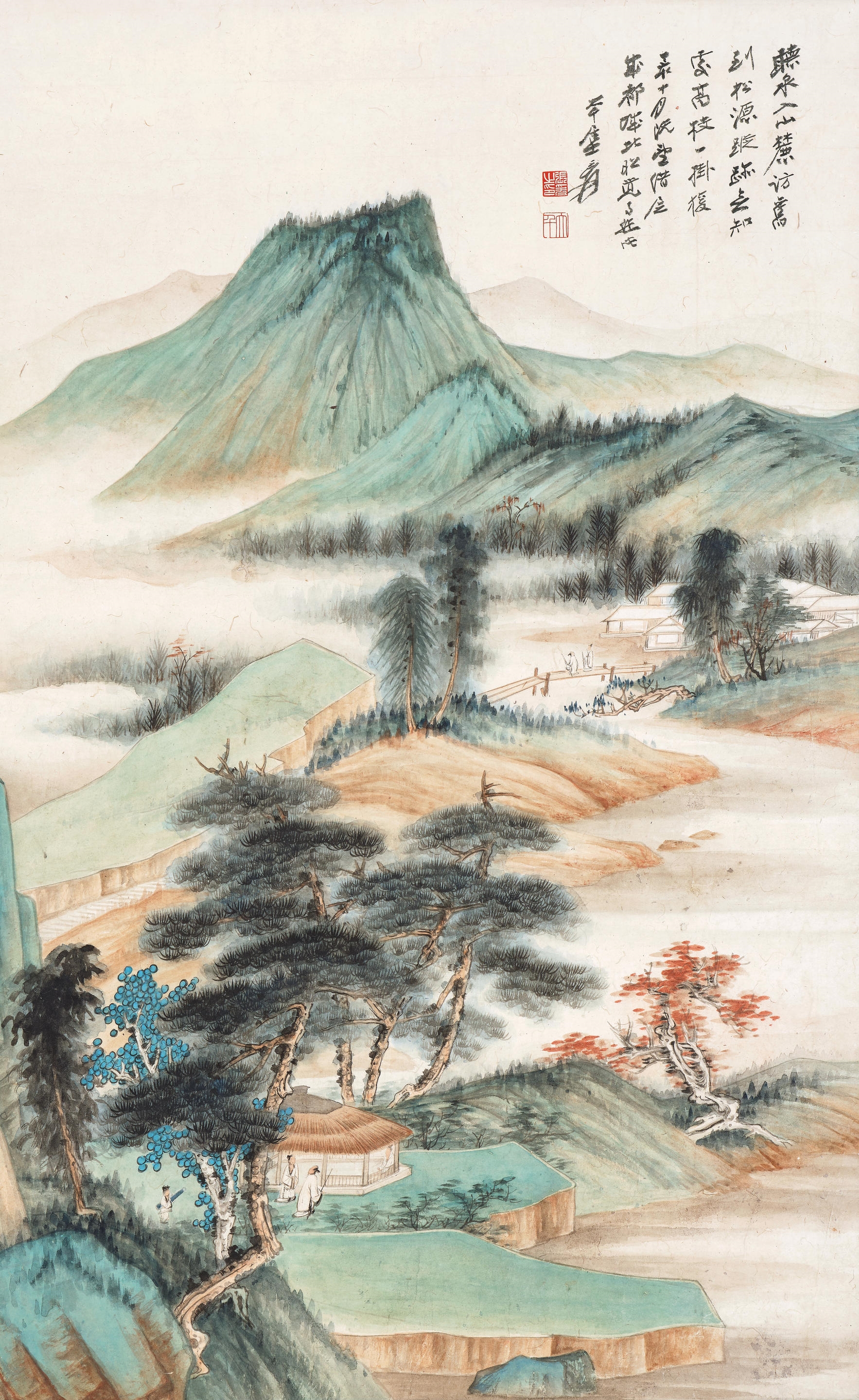 Artwork by Zhang Daqian, Autumn Mountains, 1947, Made of ink and colour on paper, hanging scroll