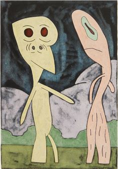 Two Figures with Clouds and Bushes - Marvin Jones