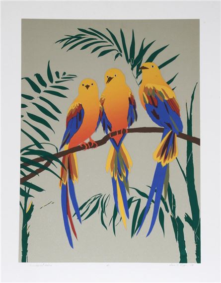 THREE TROPICAL ROBINS by Anne Nipper, 1980