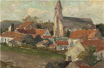 Village view in Deurle with the Church of Saint Aldegund (1907-1908 - Gustave de Smet