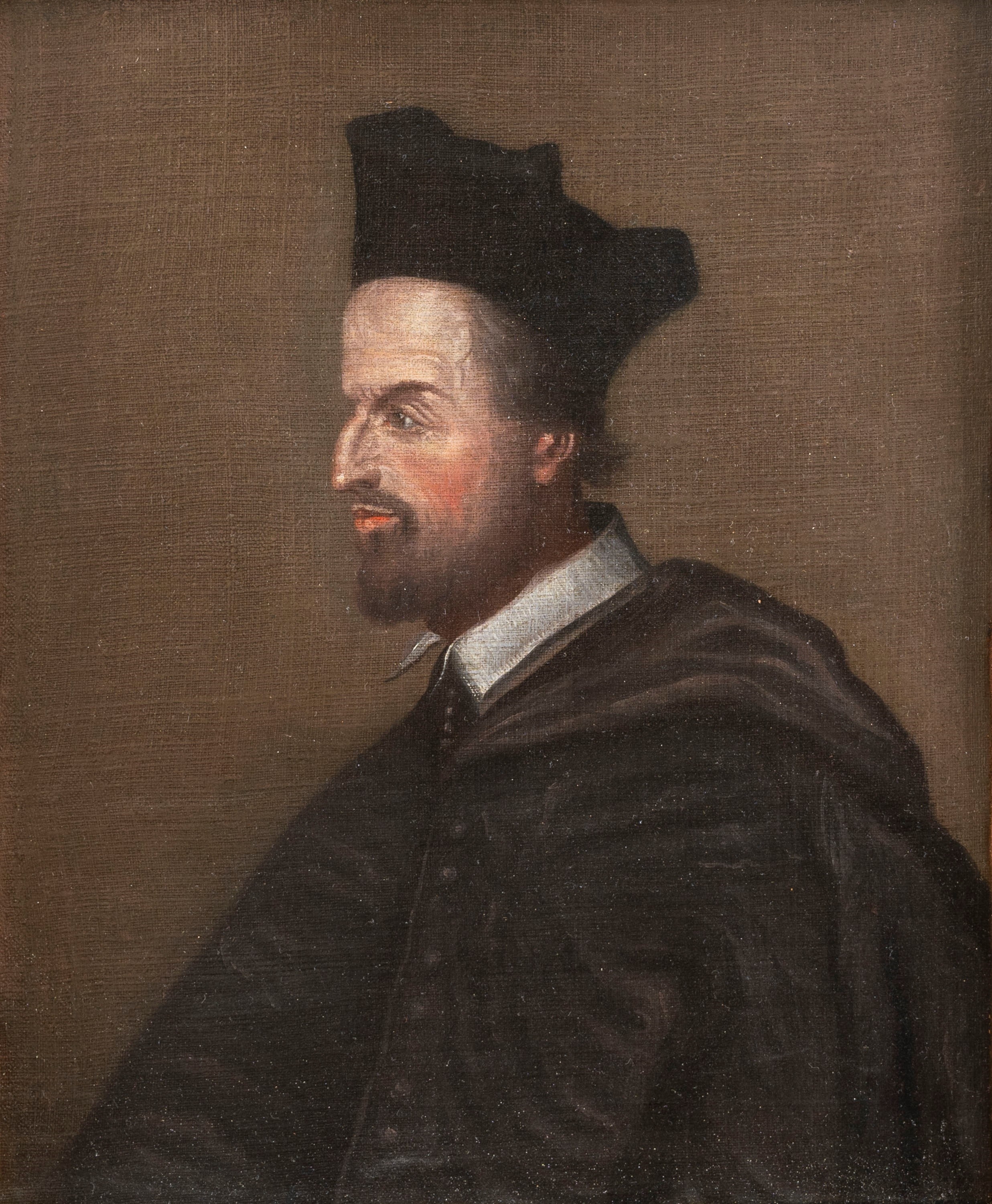 Half-length portrait of Cornelio Giansenio in profile - French School, 17th Century