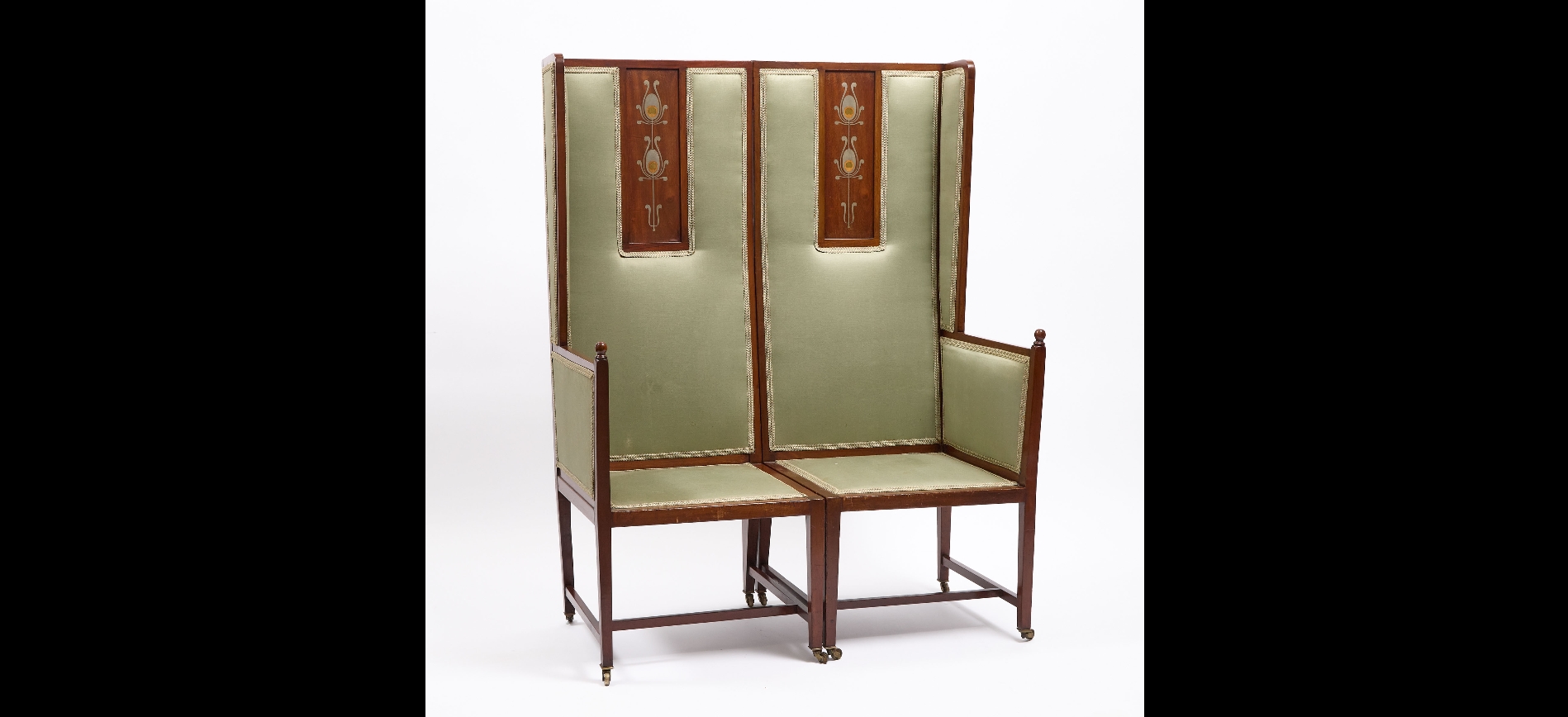George Logan | Pewter and Brass Inlaid Mahogany Folding Settle | MutualArt