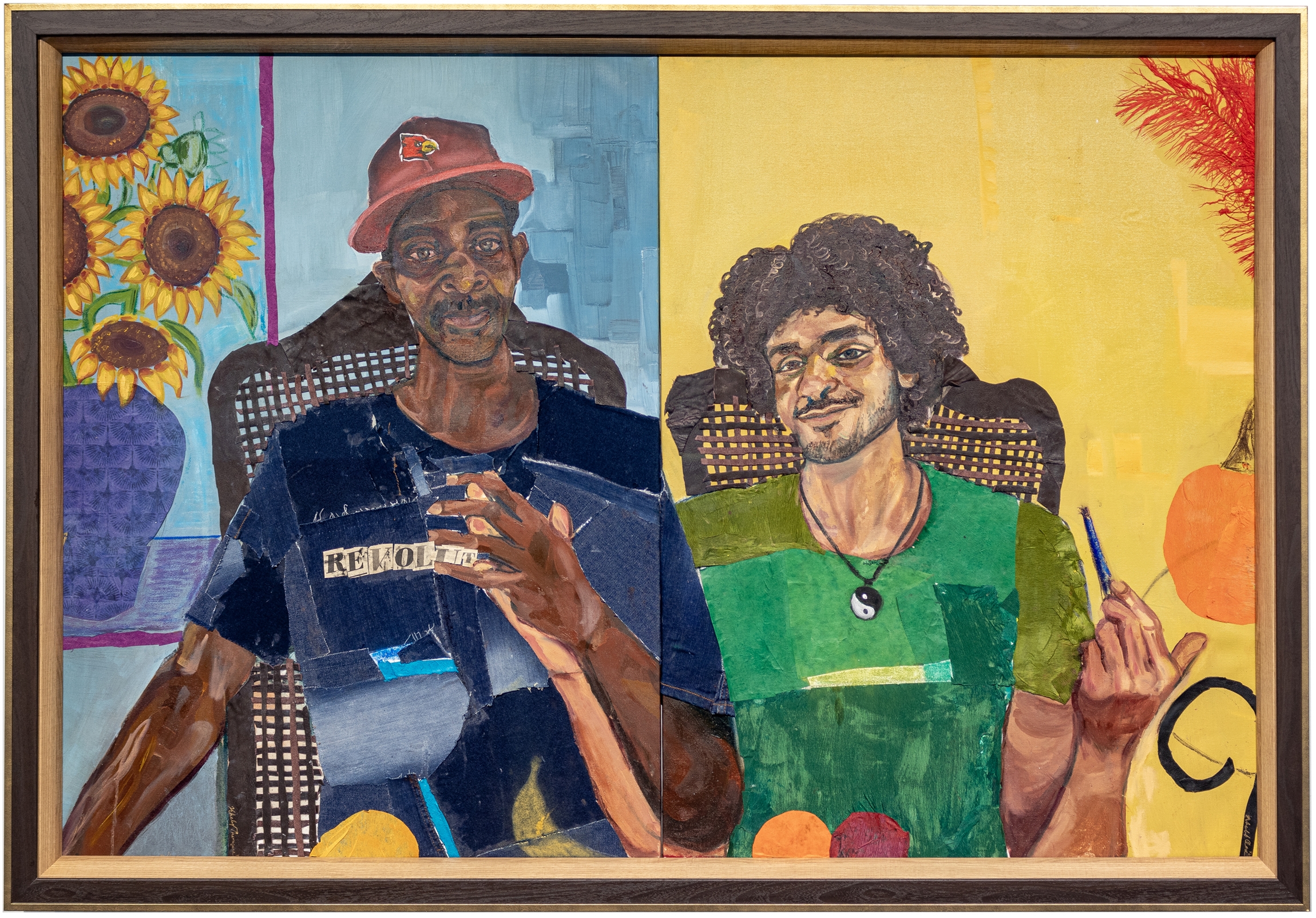 Artwork by Khalif Thompson, Rayshawn and Terry, Made of oil and collage on canvas