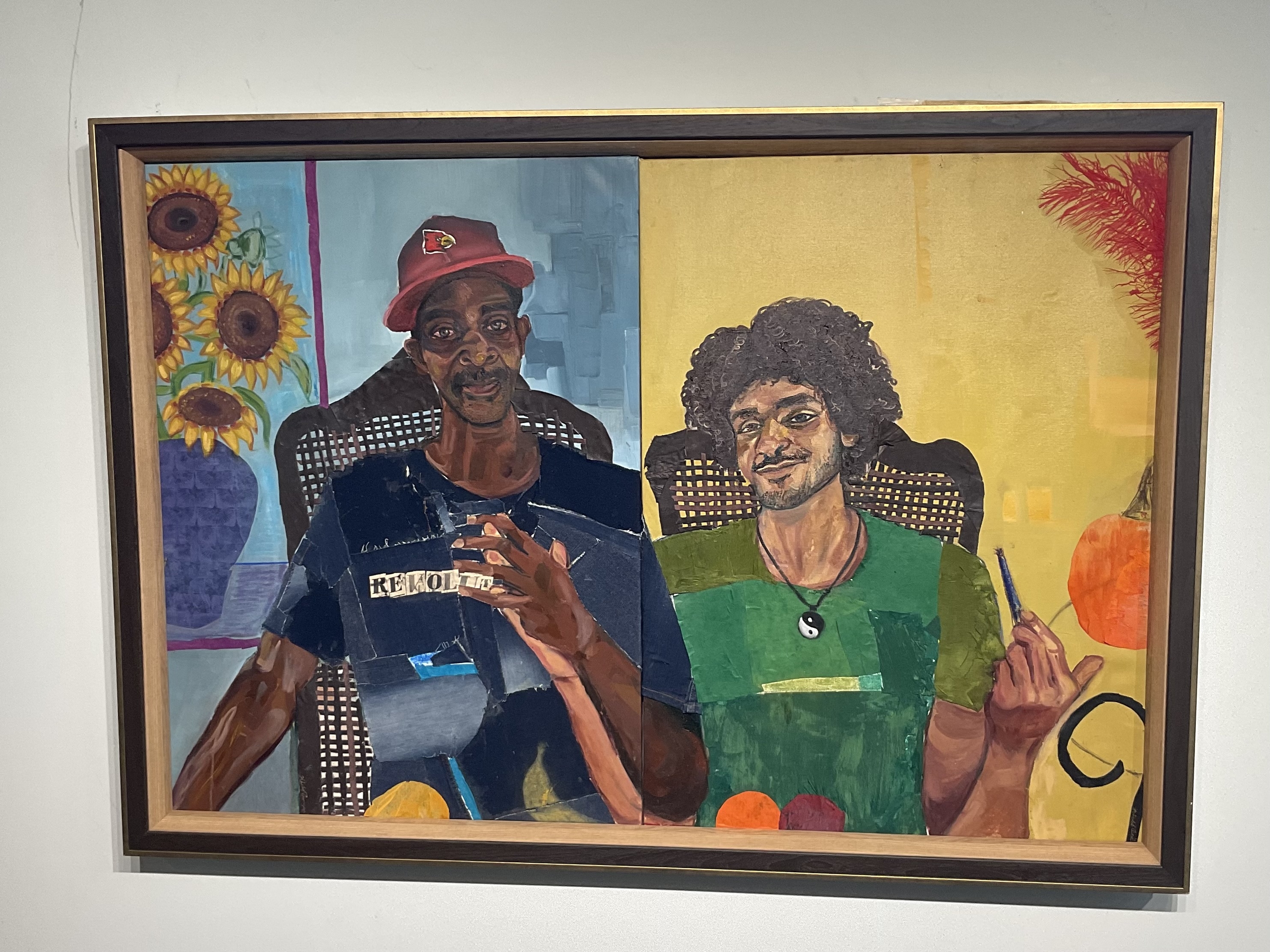 Artwork by Khalif Thompson, Rayshawn and Terry, Made of oil and collage on canvas