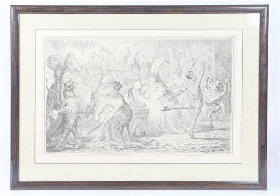 1815) "DILETTANTI-THEATRICALS OR A PEEP AT THE GREEN ROOM". by James Gillray, February 1803