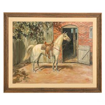 Albert Bertill Tolf 1911-1996 Equestrian Painting - Albert Tolf
