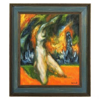 Paul Dominat 20C. Abstract Nude Figural Painting - Paul Dominat