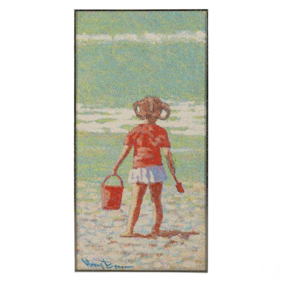 Henry Benson | Henry Benson 1930-1998 Girl At The Beach Painting ...