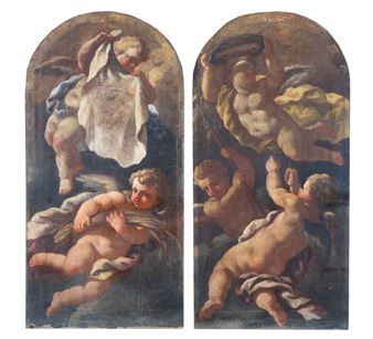 Angeli con i simboli della passione di Cristo - Neapolitan School, 18th Century