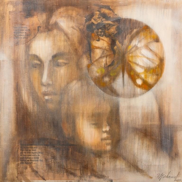 George Michaud | George Michaud 3 Minus 1 Collage on Canvas | MutualArt