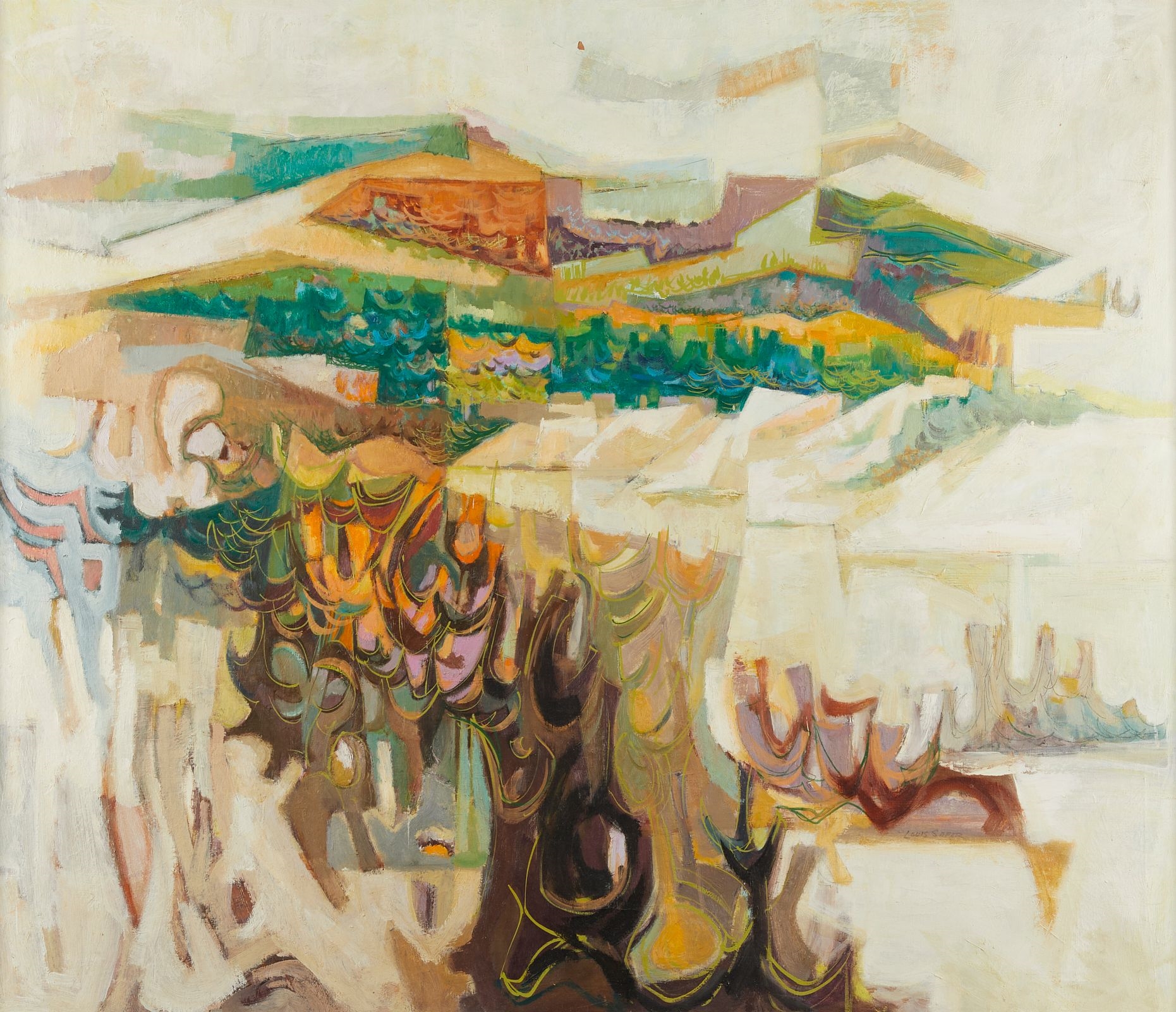 Artwork by Louis Safer, Louis Safer "Yellowstone Landscape" Painting, Made of Oil on canvas painting