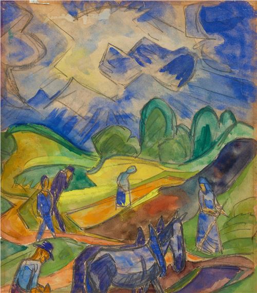 Bauern bei der Ernte by Fritz Schaefler, circa 1920