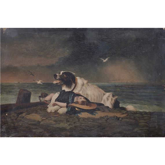 George Chambers | Saint Bernard with Rescued Girl, | MutualArt