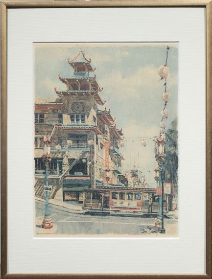 Don Davey 「California St San Francisco」 Don Davey San Francisco California Street Signed Pencil Art