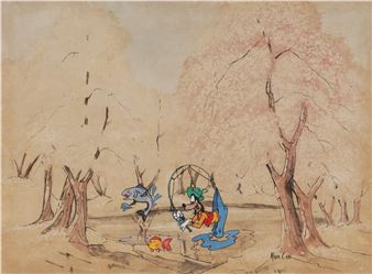 Alida Cahi (South African 20th Century) GOOFY'S FISHING DAY - Alida Cahi