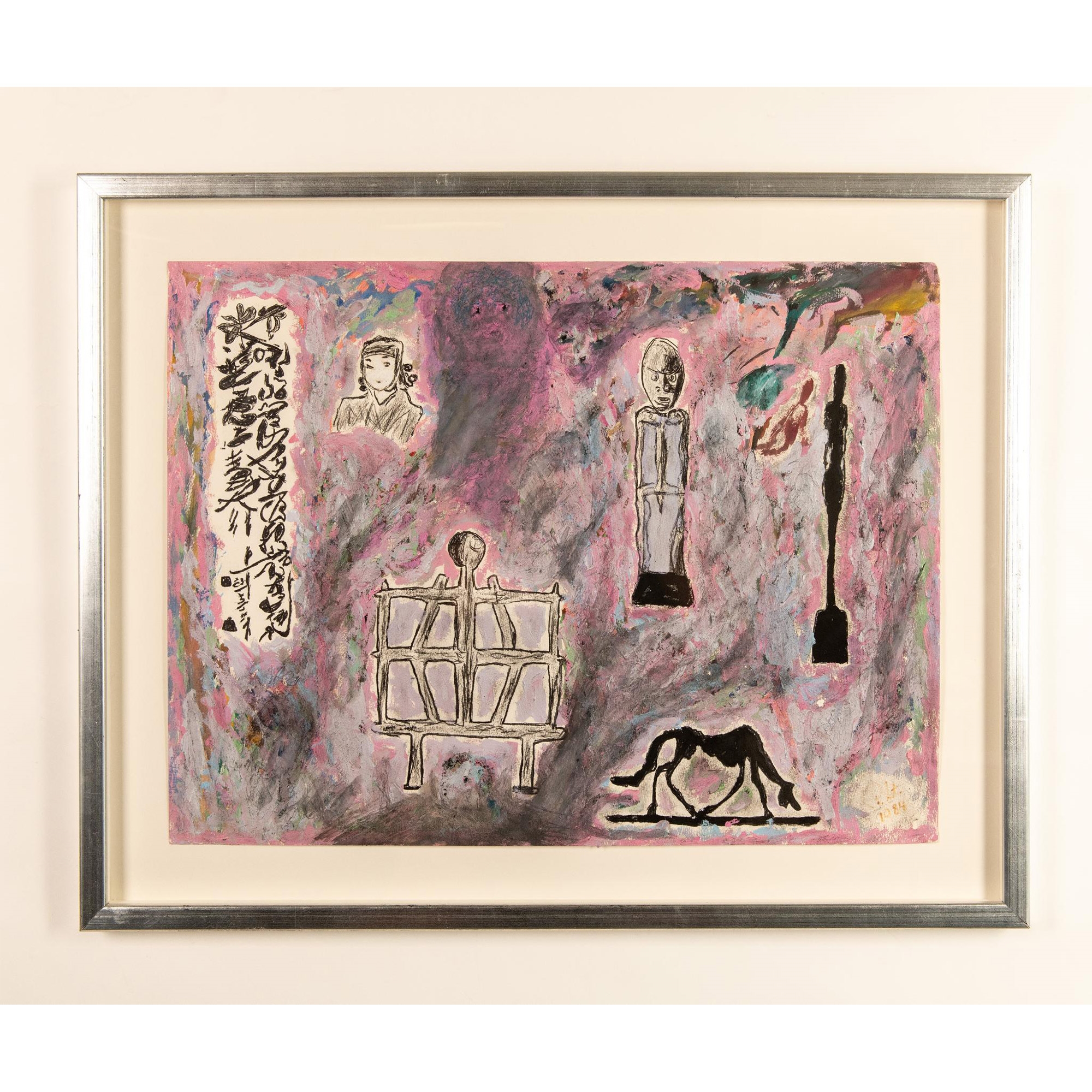 Original Gouache and Wax Crayon on Wove Paper, Signed - Alberto Giacometti