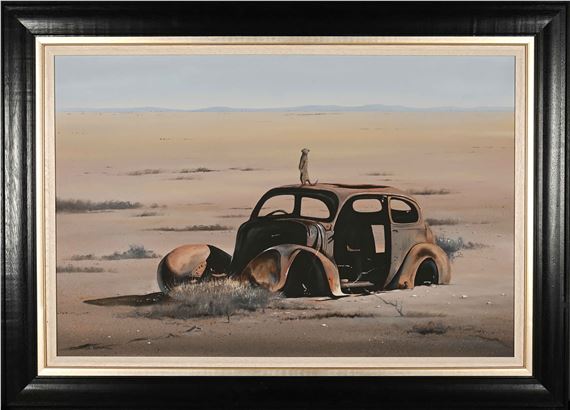 Meerkat on Rusted Car in the Desert - Douglas Gray