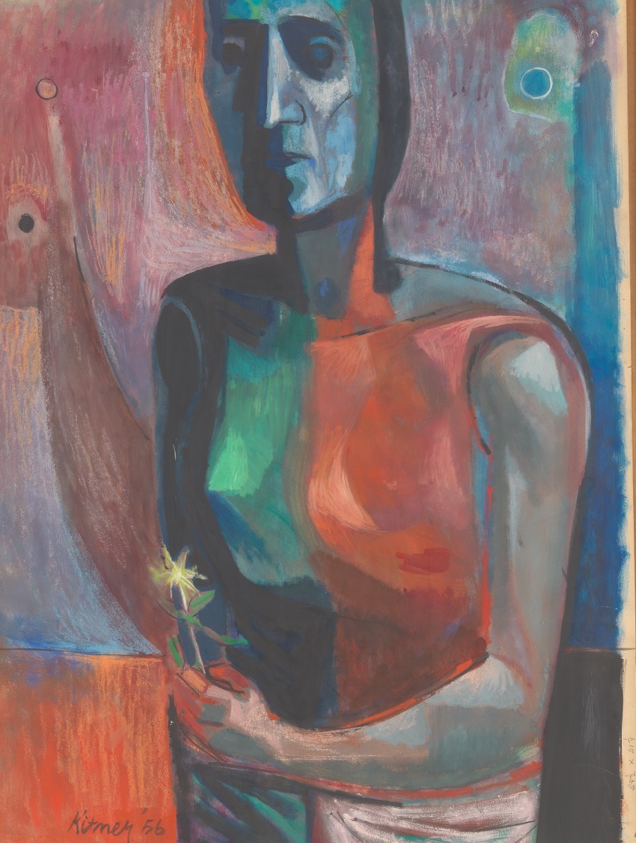 Artwork by Harold Kitner, Abstract Figure, Made of Gouache and pastel on paper