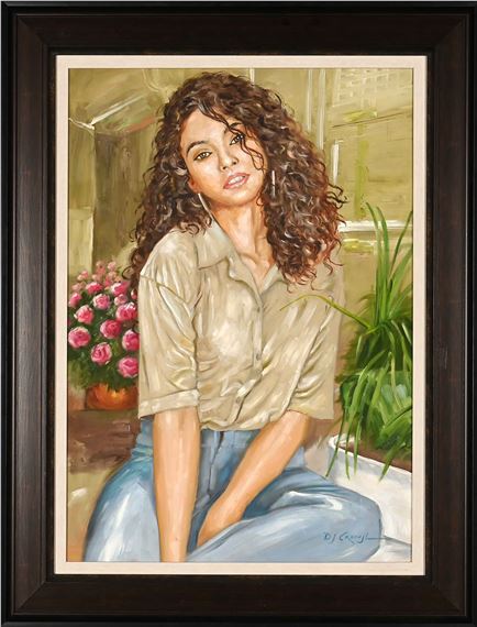 Seated Lady with Roses by Danie Cronje