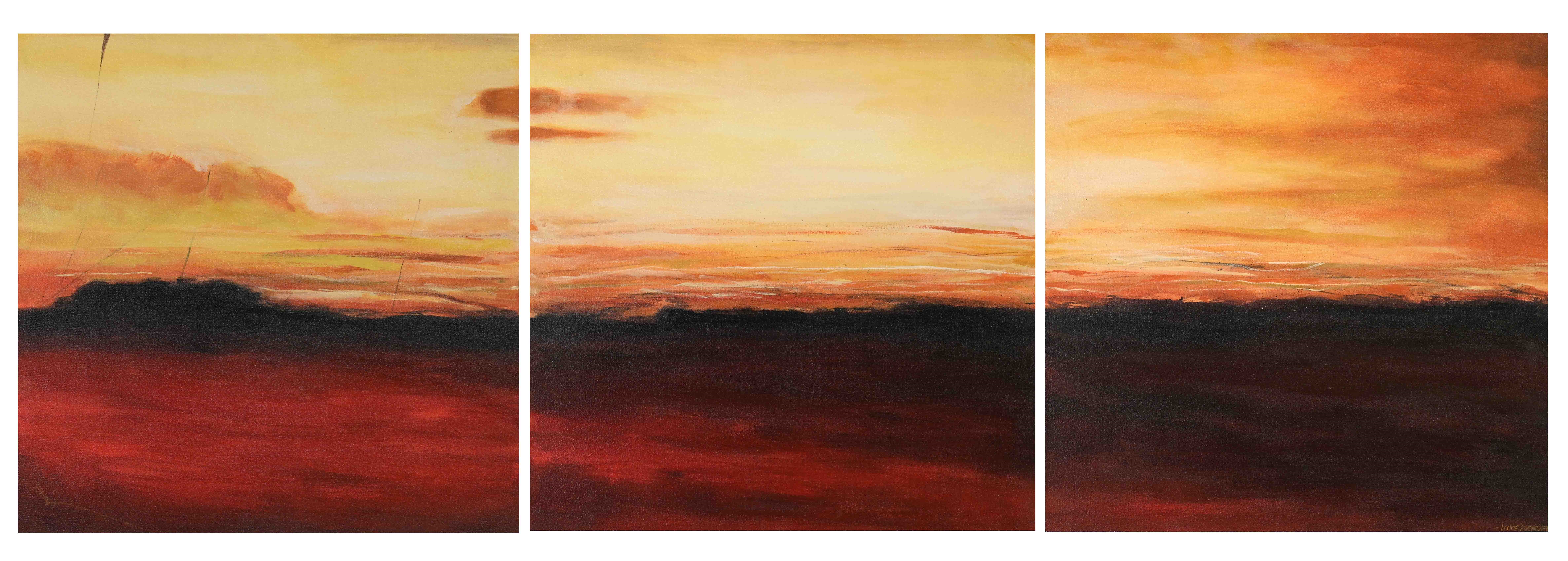 Artwork by Louise Grove Wiechers, Sunset, Made of oil on canvas (triptych)