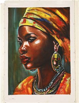 Portrait of a Woman with Headscarf - Cindy Lee Wykerd