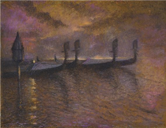Gondolas by Moonlight by Lucien Lévy-Dhurmer