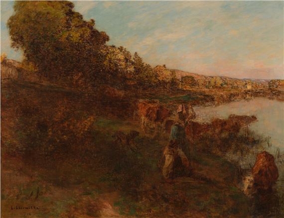 Herd by the Water's Edge (Troupeau au bord de l'eau by Léon-Augustin L'Hermitte, 1904