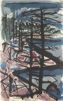 Eugene Larkin Pine Tree Watercolor Painting - Eugene Larkin