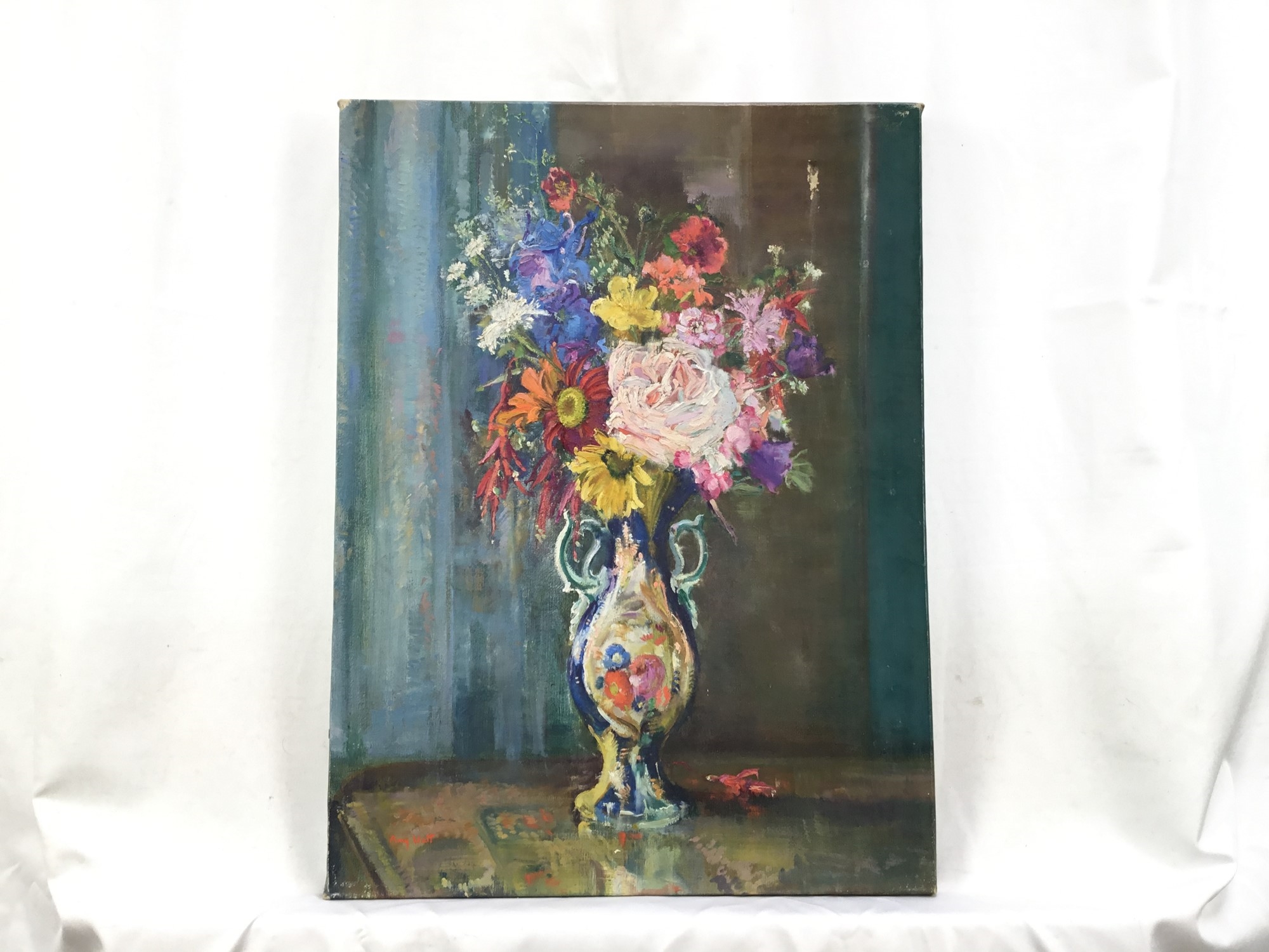 Artwork by Amy Millar Watt, Flowers in a Swansea vase, Made of oil on canvas