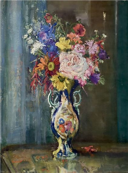 Flowers in a Swansea vase by Amy Millar Watt