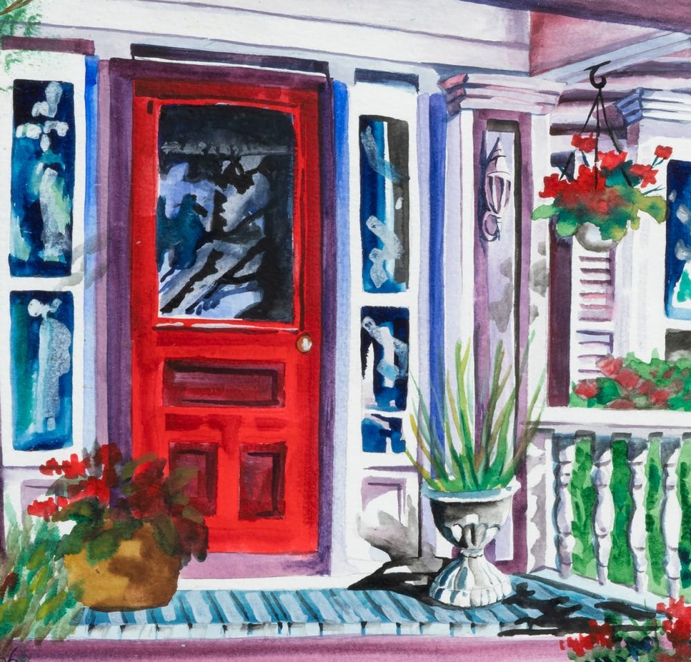 Artwork by Andrew Meredith, The Red Door, Made of Watercolour and acrylic on paper