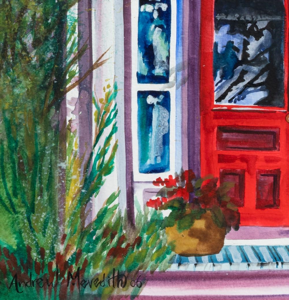 Artwork by Andrew Meredith, The Red Door, Made of Watercolour and acrylic on paper