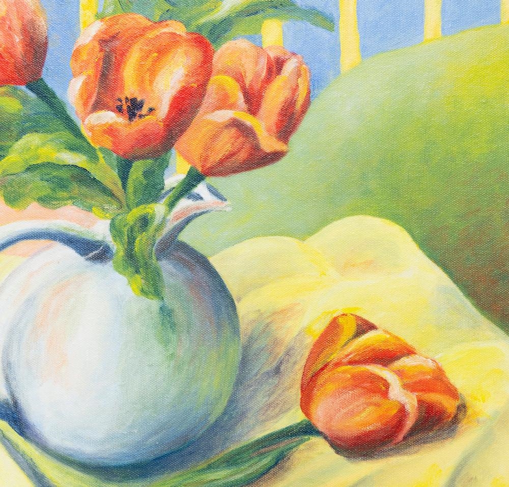 Artwork by Leone Hutch, Still Life with Tulips, Made of Acrylic on canvas