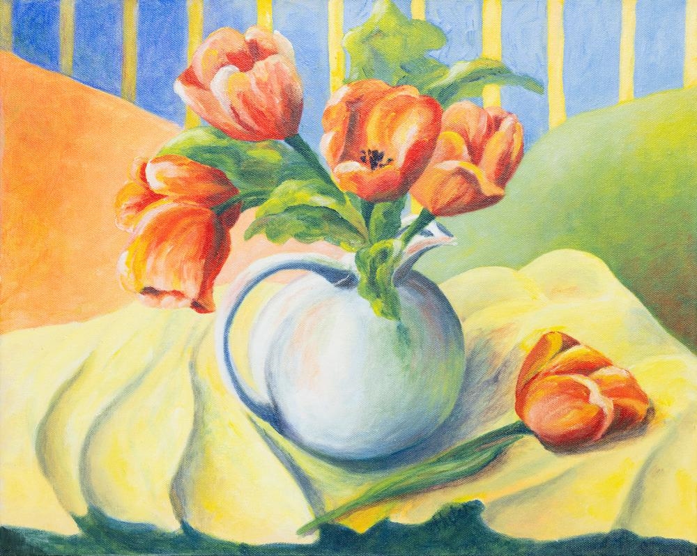 Artwork by Leone Hutch, Still Life with Tulips, Made of Acrylic on canvas