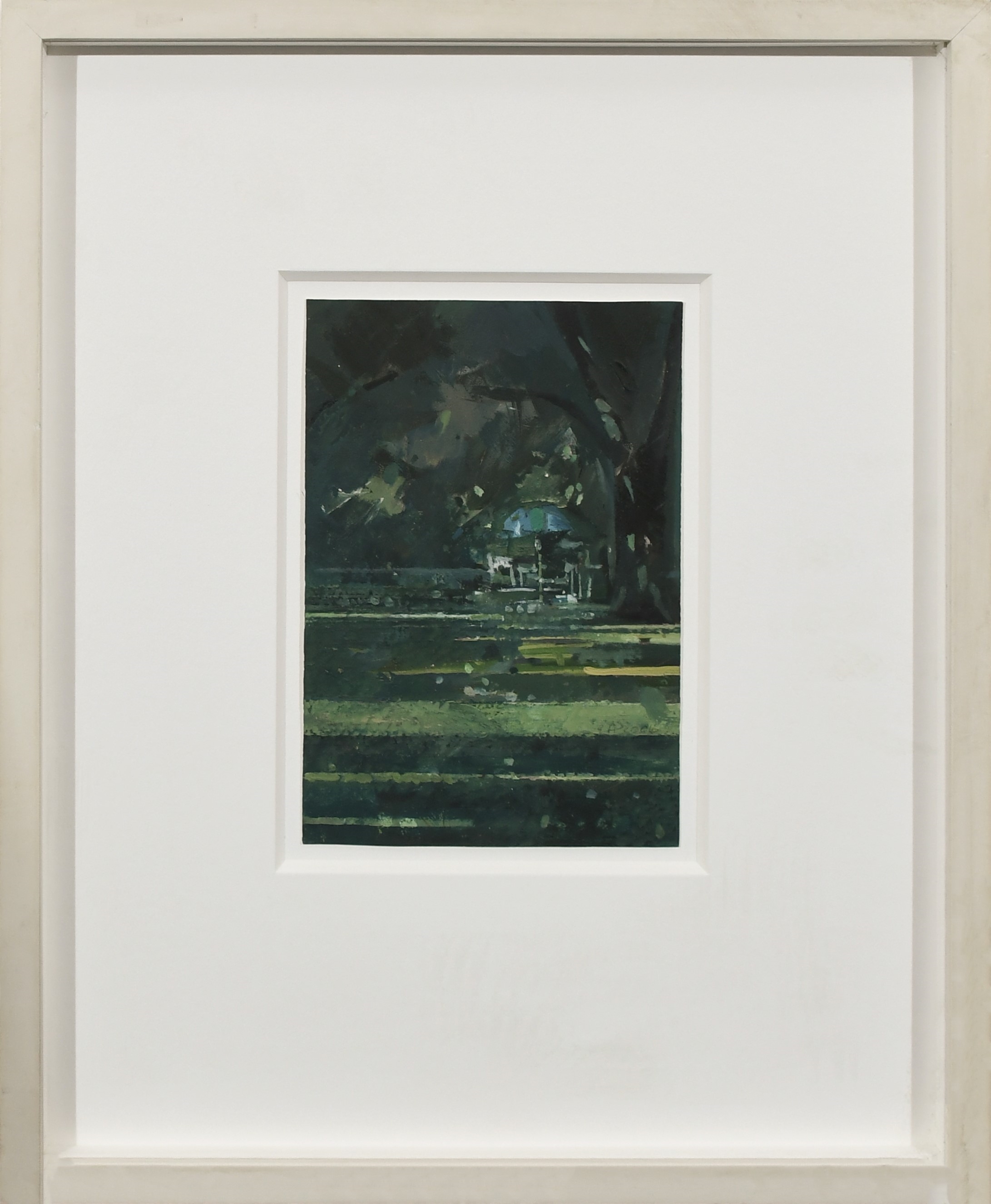 Artwork by Eileen Hogan, A shady garden, Made of Oil on card