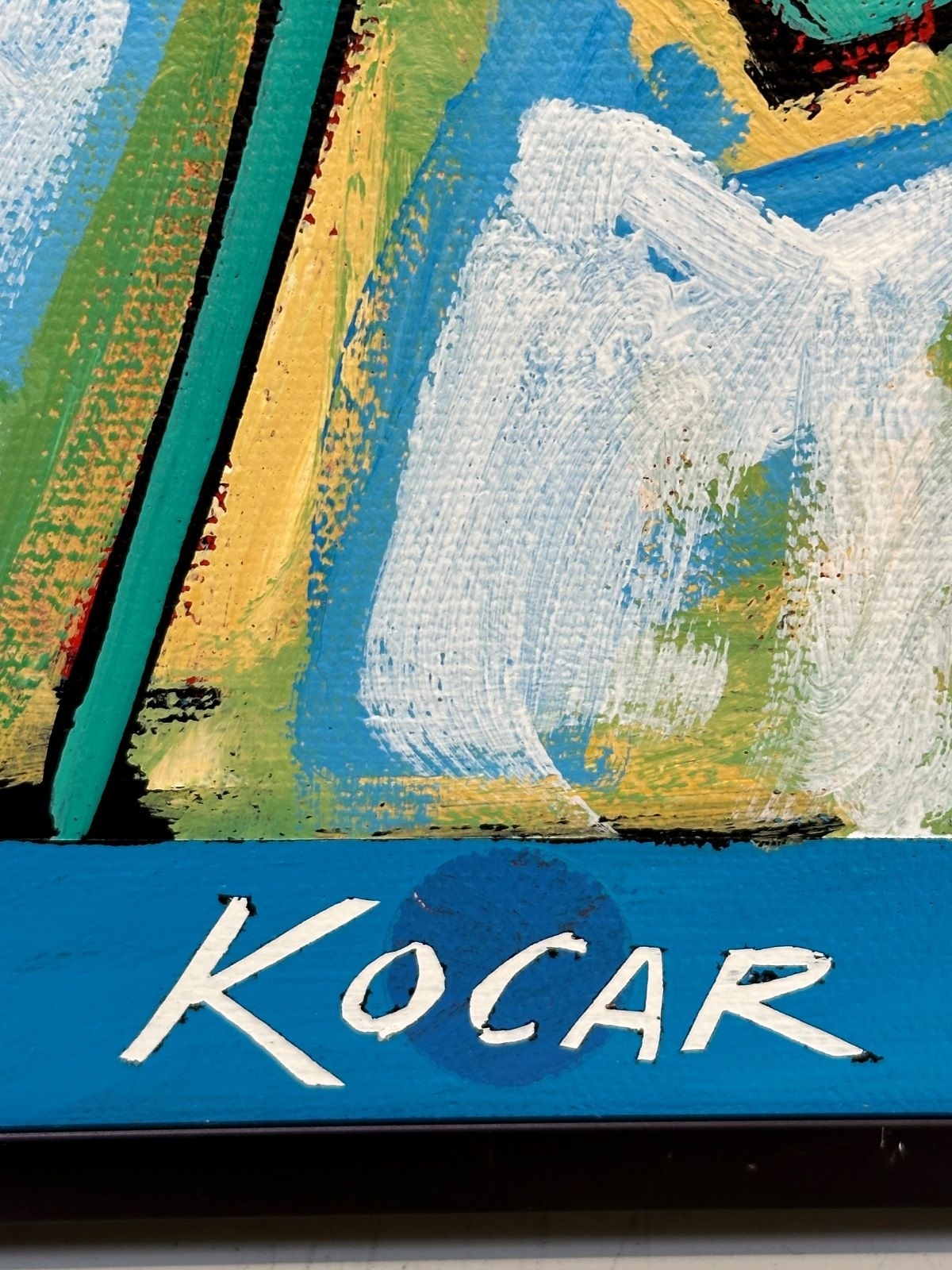 Artwork by George Kocar, Artist Pointing, Made of Acrylic on Canvas