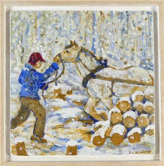 Winter Logging with Red Flannel Cap - G. Bennett