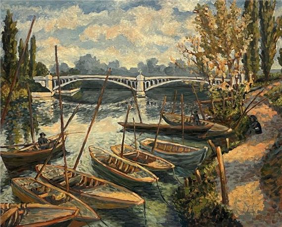Boats on the Garonne by Antoine Bogey